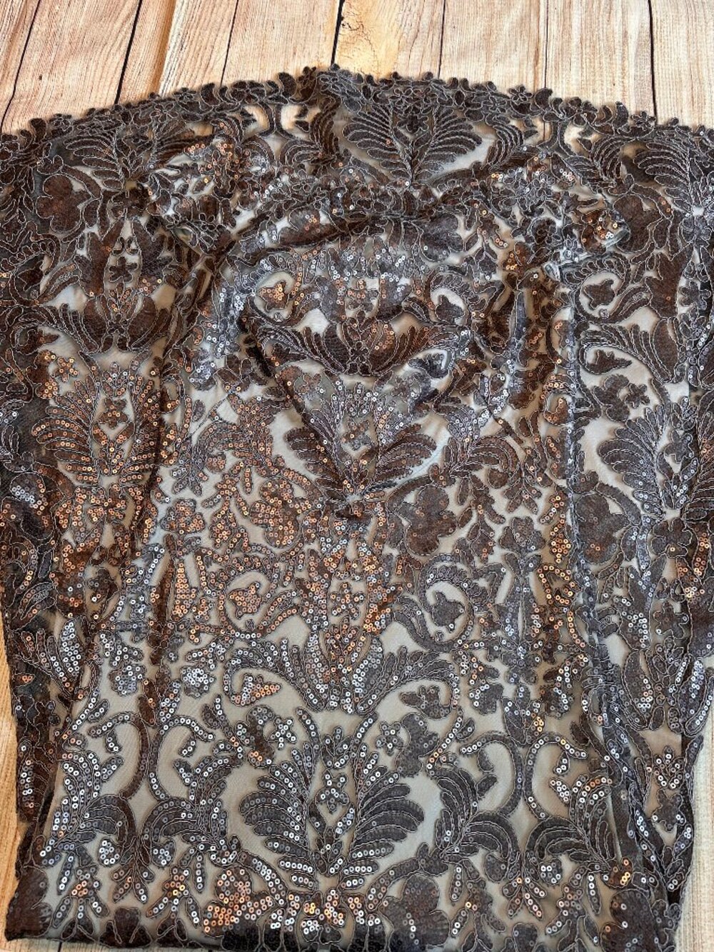 Tadashi Shoji Walsh Sequin Embroidered Tulle Gown in Frost Grey Sz 8 - Picture 3 of 5